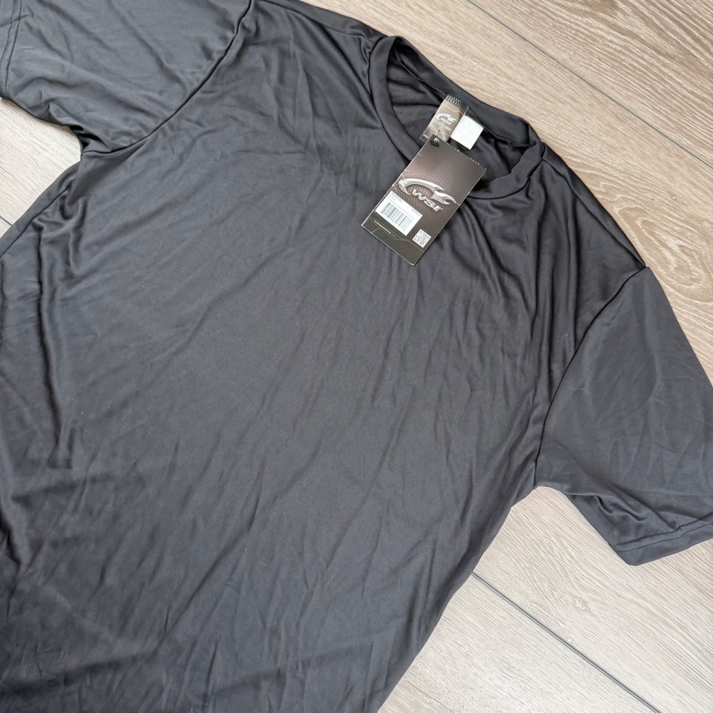 WSI Mens T-Shirt Microtech Loose Short Sleeve Black Large
